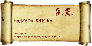 Hajós Réka névjegykártya